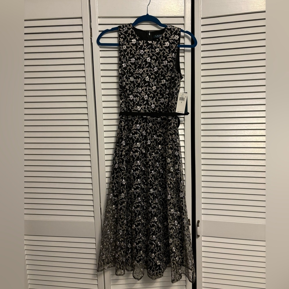 Ralph Lauren Black/Multi Midi Dress